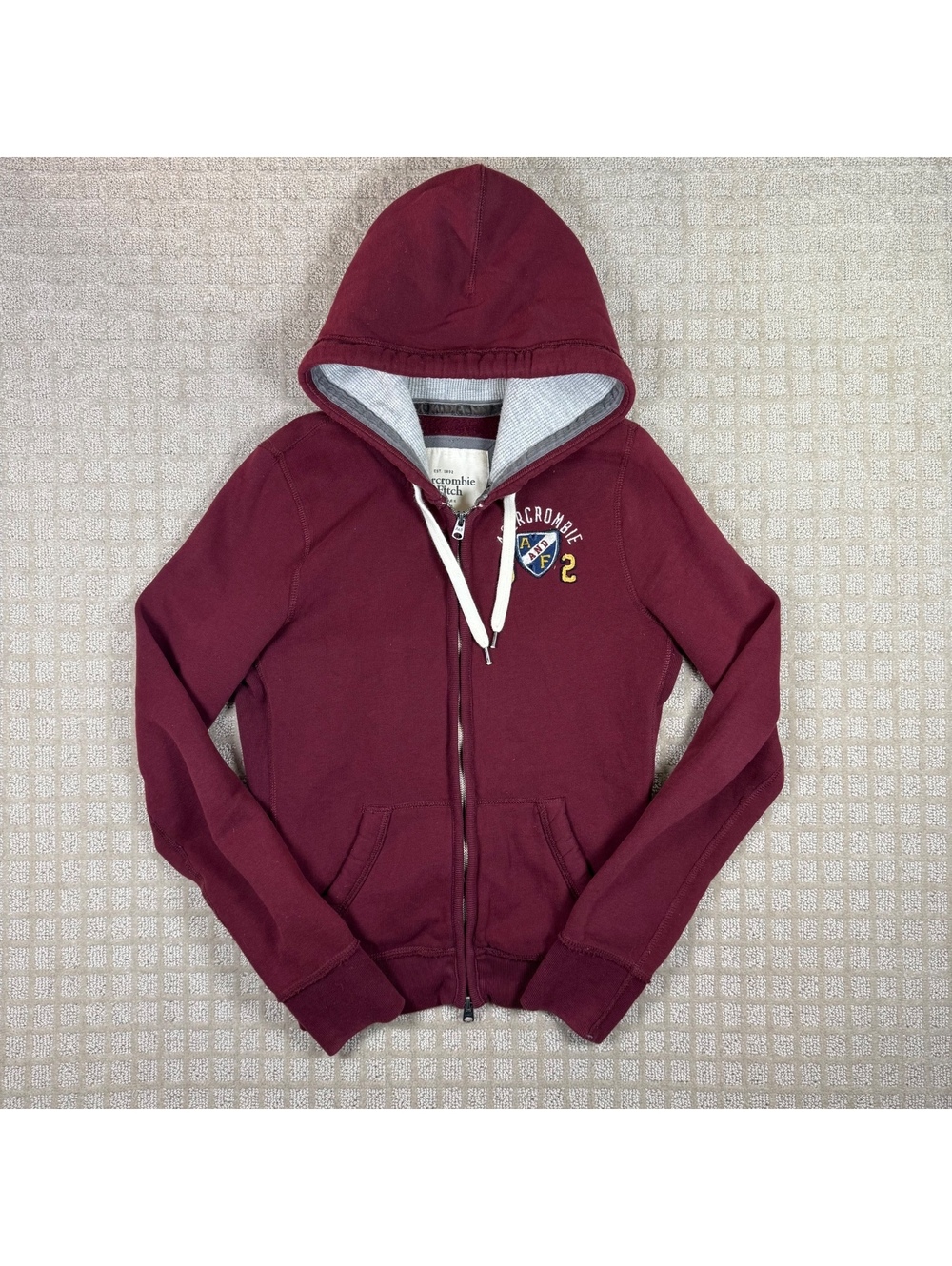 Y2K Abercrombie & Fitch Zip Up Hoodie Burgundy Women’s Large